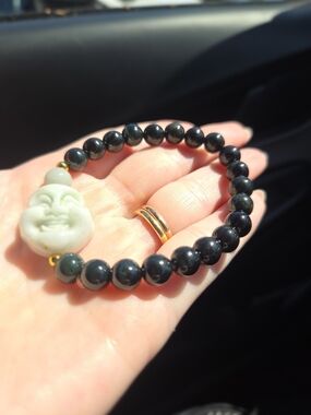 Unisex Jade Buddha Stretch Bracelet